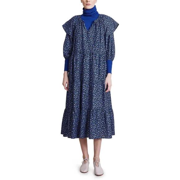 APIECE APART Mesa Floral Ditsy Cotton & Silk Midi Dress Medium Cottagecore (8)